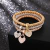 Y2K Classic Love Heart Charm Bracelet Women's Bow Chain Cuff Bracelet Party Bride Jewelry