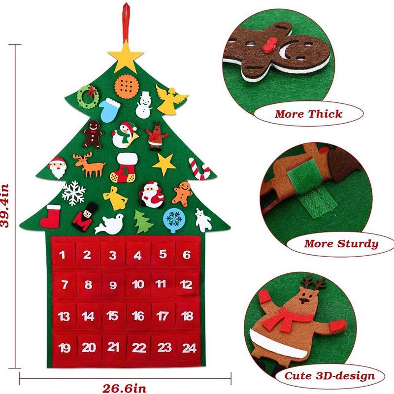 Do-It-Yourself Felt Christmas Tree Set Christmas Decorations Xmas Wall Hanging Ornaments Gifts For Kids Christmas Home Door Decorations