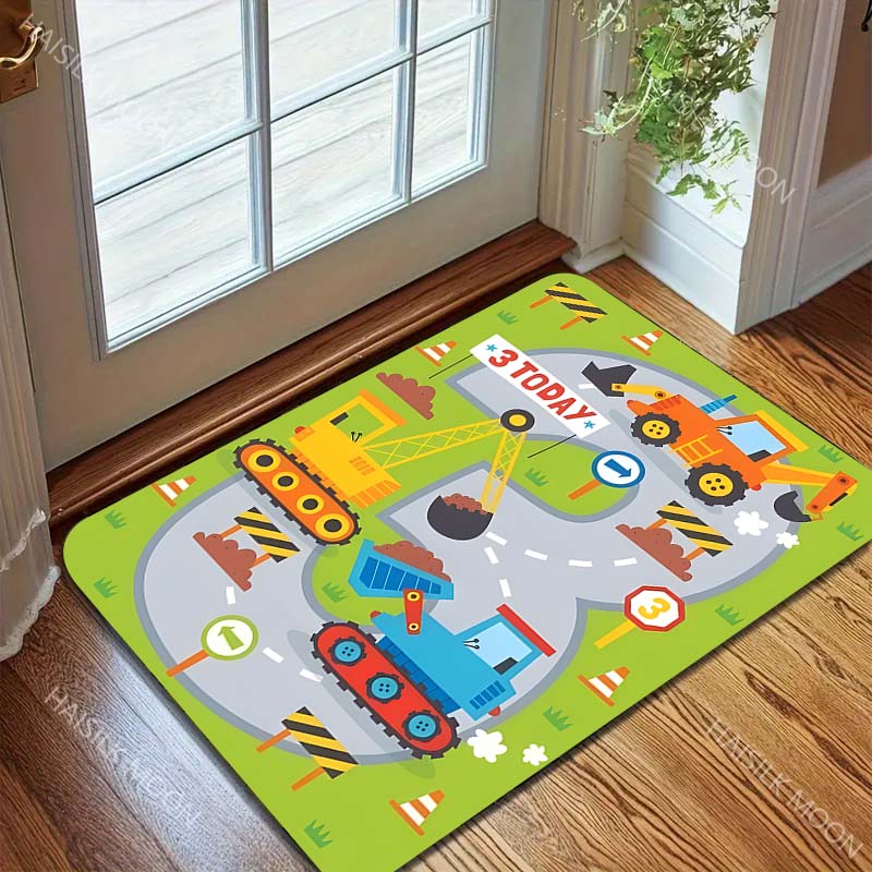 Cartoon Engineering Car Carpet for Living Room Bedroom Sofa Creative Doormat Home Decor Area Rugged Non-slip Mat Large Size
