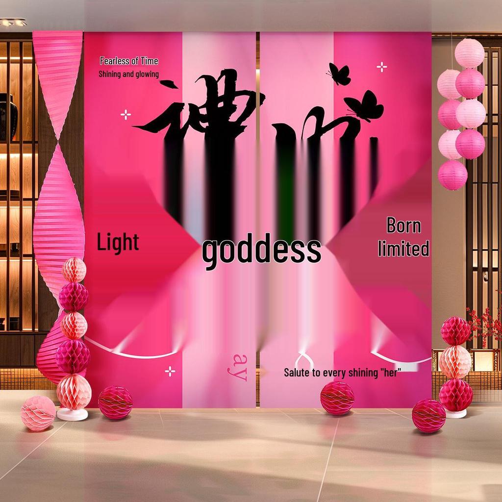 Women's Day Hanging Photo Banner - March 8th Goddess Decoration Fabric Banner