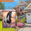 Beautiful Horse in Flower Field Single Sided Polyester Garden Flag - Single-Sided, Polyester, Outdoor Yard Decor