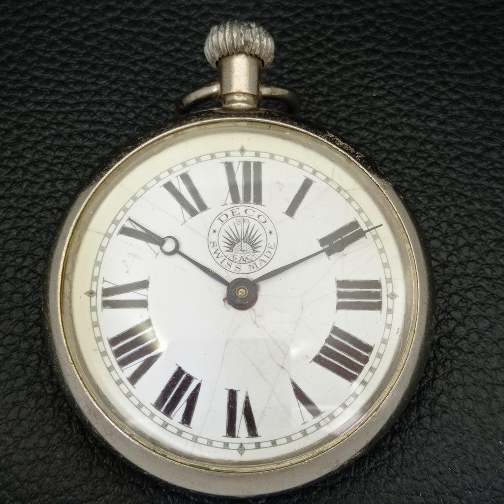USED DECO HAND-WINDING SWISS POCKET ORIGINAL DIAL WATCH A432229-2 R110-a432229