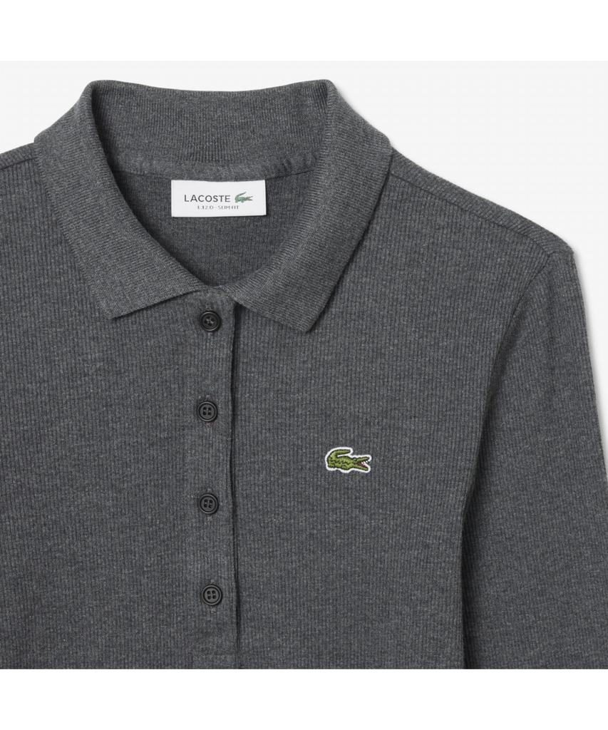 Женская футболка-поло LACOSTE в рубчик с длинным рукавом Df5281-55N 050