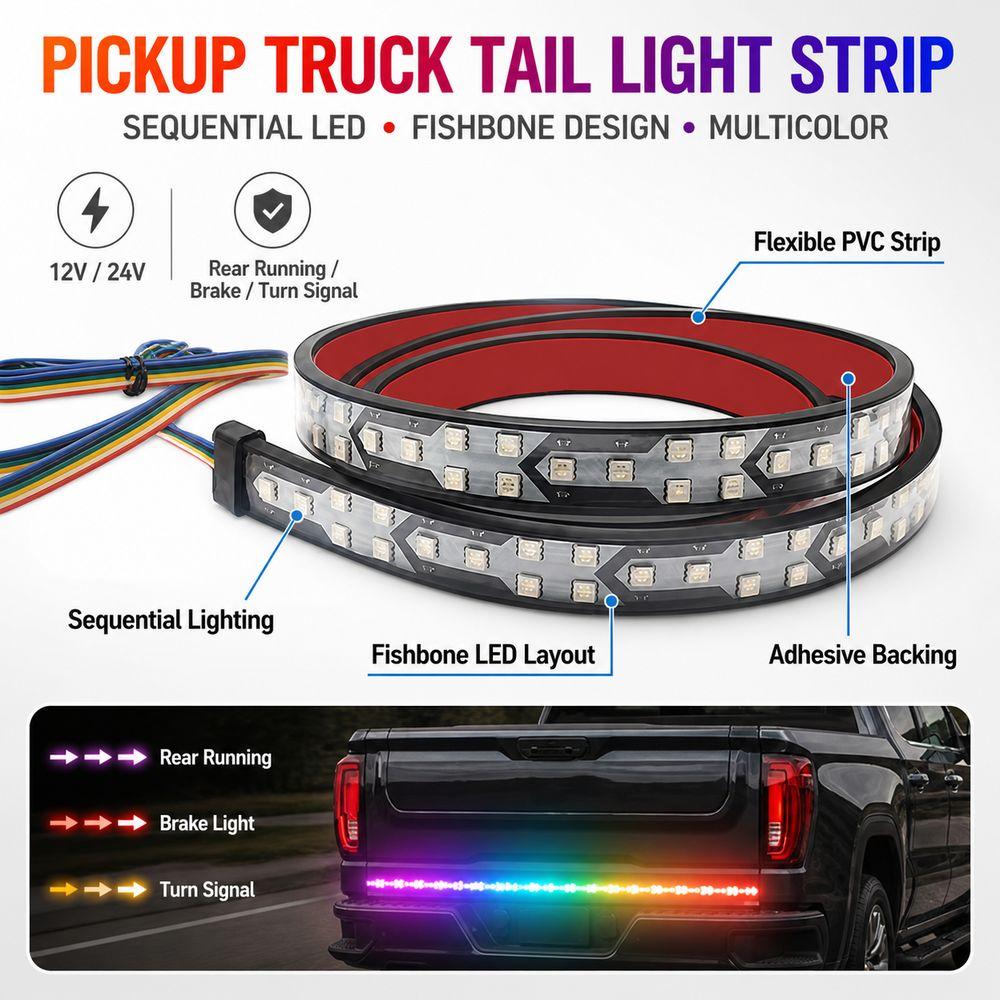 Waterproof Sealed Brake Light Strip 12V 24V Dual Voltage Turn Signal Light Heavy Duty Vehicle Use