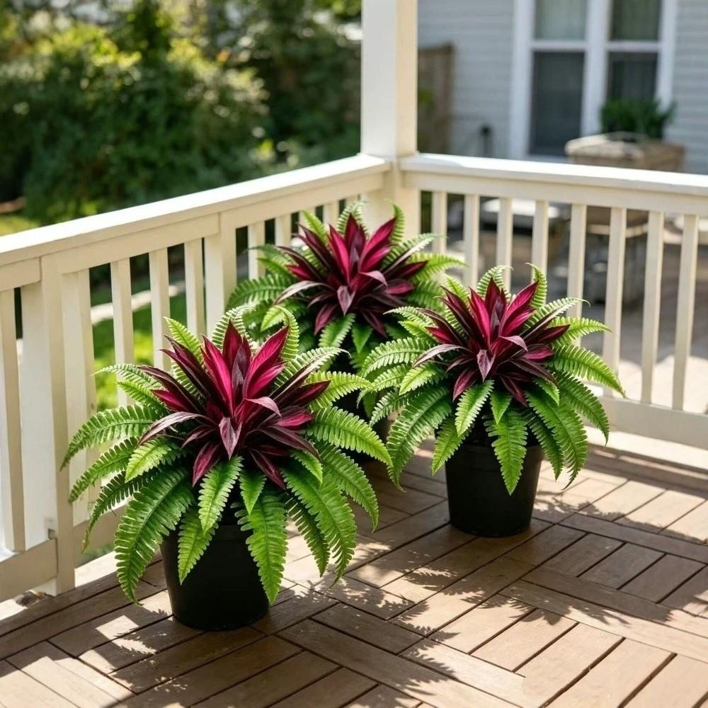 UV Resistant Artificial Dracaena Boston Fern Simulation Banana Plant Patio Balcony Porch