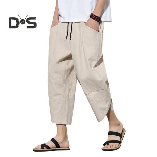 Дышащие мужские летние брюки, однотонные шикарные повседневные мужские летние брюки