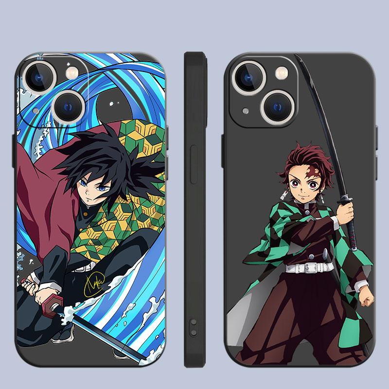 Чехол для Apple iPhone 14 13 11 12 Pro 7 XR X XS Max 8 Plus 6 6S SE 2022 13Pro черный мягкий телефон Funda аниме Demon Slayer