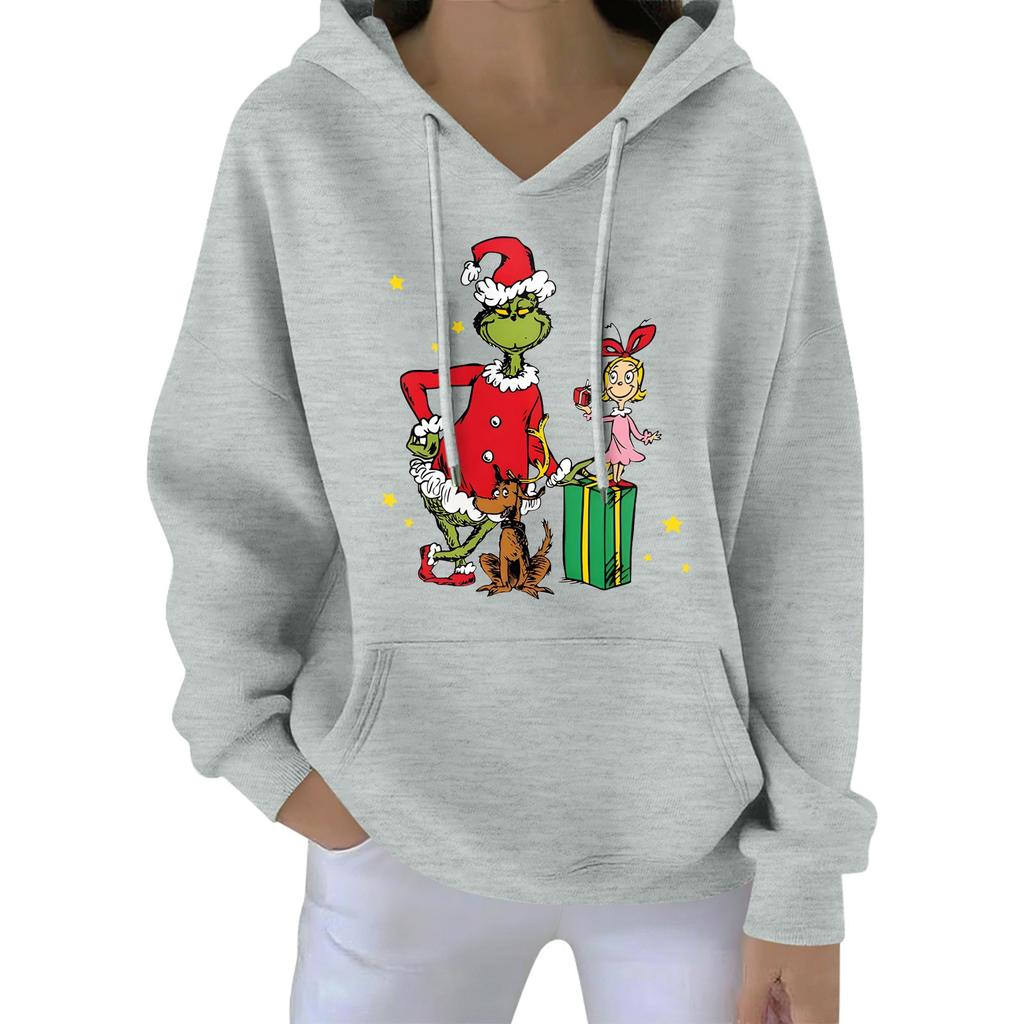 Women's Christmas Hoodie Funny Cute Christmas Holiday Sweatshirt Pullover