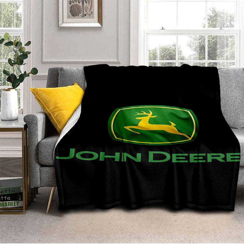 John Deere Logo Design Blanket Suitable for Sofas, Beds, Offices, And Camping - Perfect Gift for Halloween Christmas