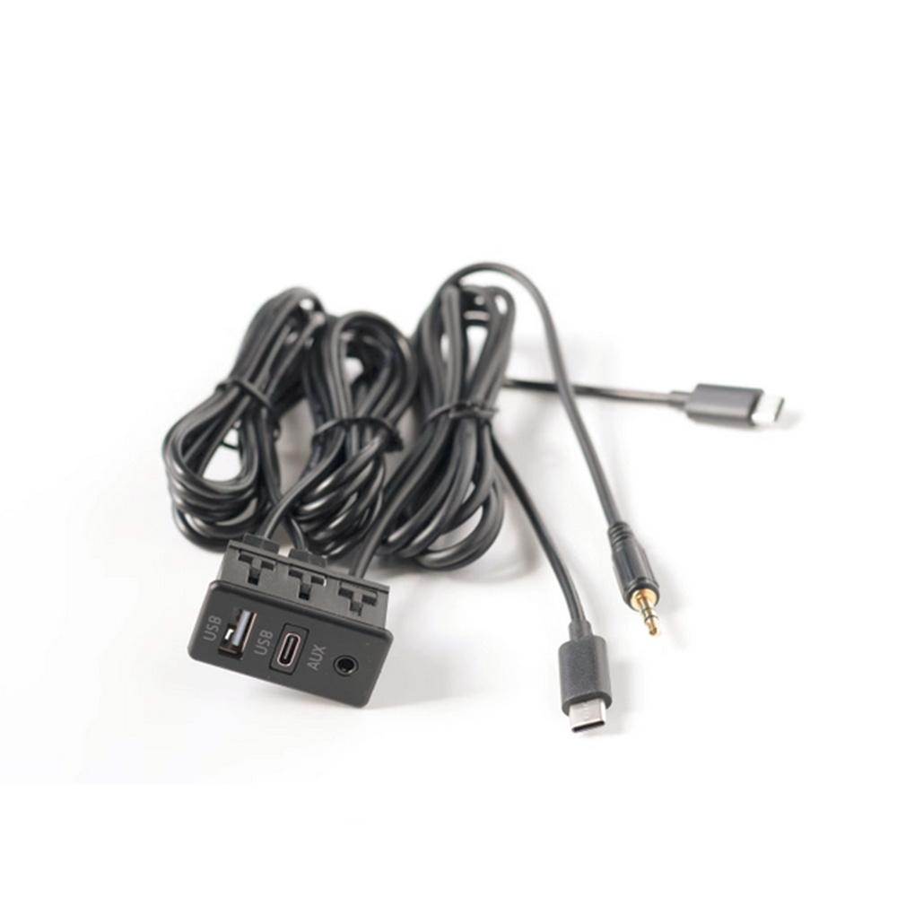 Черная панель с двумя разъемами Type-C для автомобиля, гнездом USB+TYPE-C+AUX