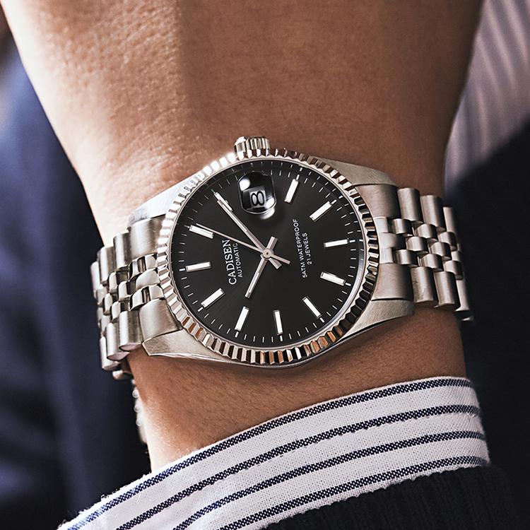 Cadisen C8053 Новые роскошные мужские часы высшего бренда с коробкой 5ATM Водонепроницаемые автоматические мужские механические часы с 21 драгоценным камнем