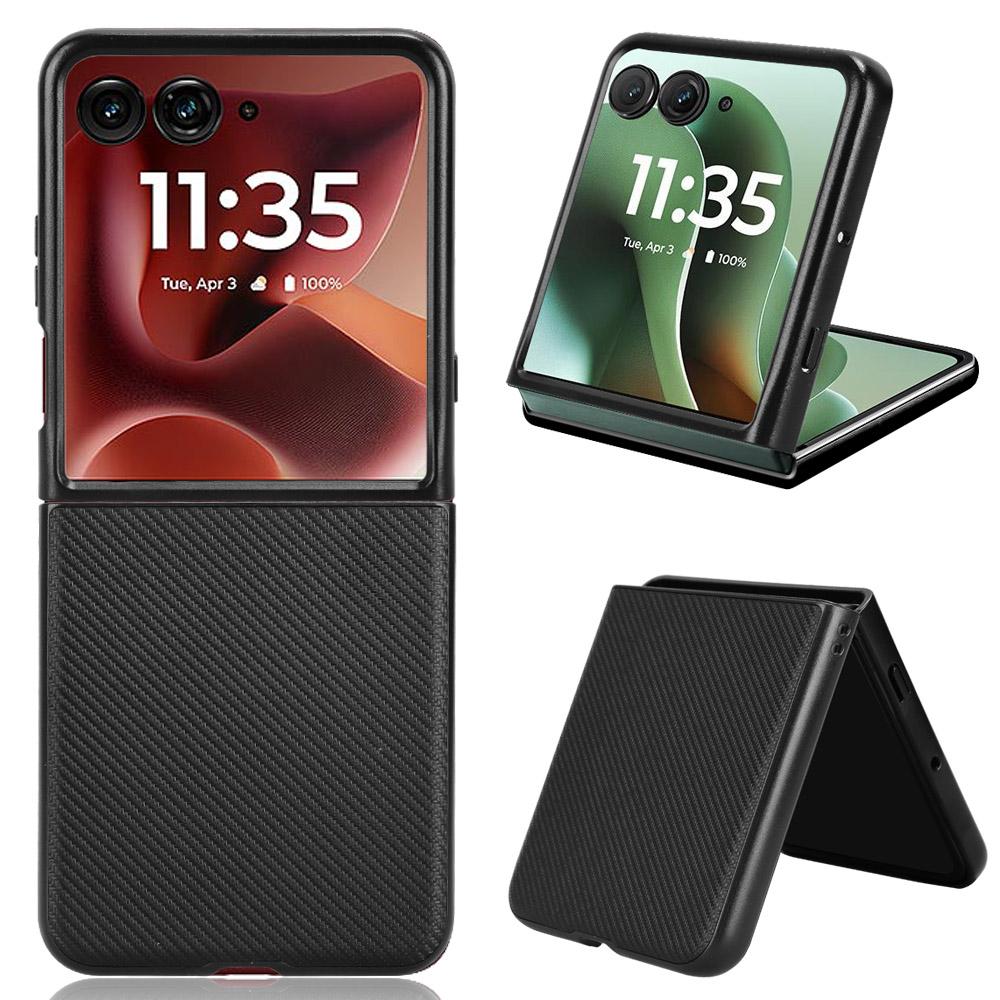 Для Motorola Razr 60 Ultra 5G Чехол Текстура углеродного волокна Противоударный PU+PC Чехол для телефона