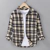 Весенняя клетчатая рубашка с длинным рукавом Мужская Повседневная Свободная Японская Ретро Молодой Человек Носит Меховую Рубашку