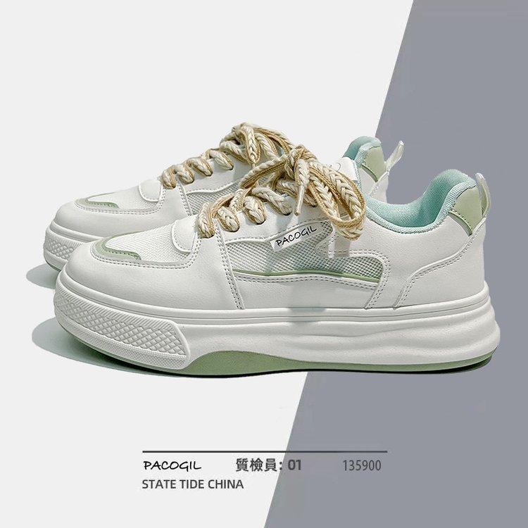 2025 summer new dissolved bottom muffin thick bottom mesh breathable board shoes color matching fashion leisure sports white shoes