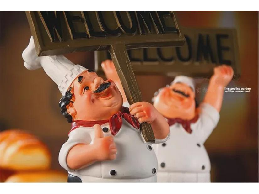 Chef Welcome Sign Ornament – Creative Home Décor Chef Figurine with Message Board