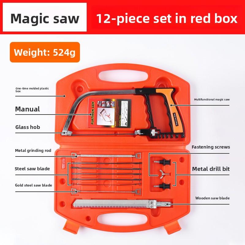 12Pcs Multi-function Handsaw Set and Storage Box Versatile DIY Hand Saw Combo Tool Kit for Wood & Glass Outdoor Mini Hand Saw