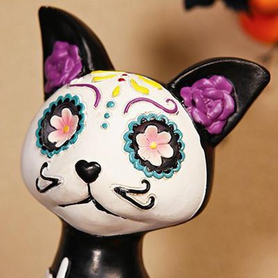 Хэллоуин Смола Статуэтка Животного Скелет Собака Кошка Фигурки Декор Комнаты Хэллоуин Украшения Настольные Центральные Элементы для Веранды Патио