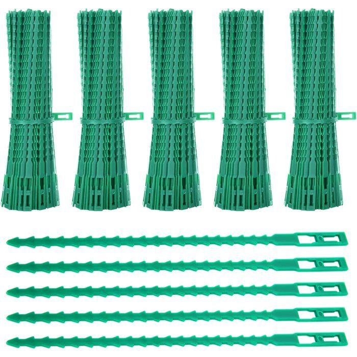 Lot de 500 attaches de plantes réglables 17 cm — liens de jardin réutilisables vert foncé
