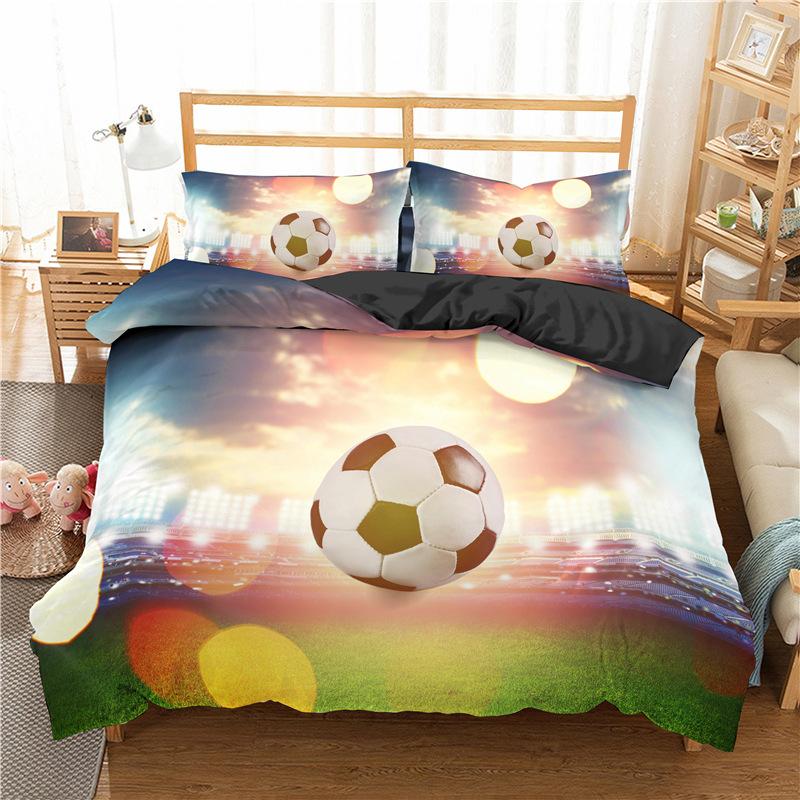 3D Soccer Bedding Duvet Cover Set 3 Piece Comforter Cover For Teen Boys Sports Football Microfiber Queen/King Size Quilt Cover