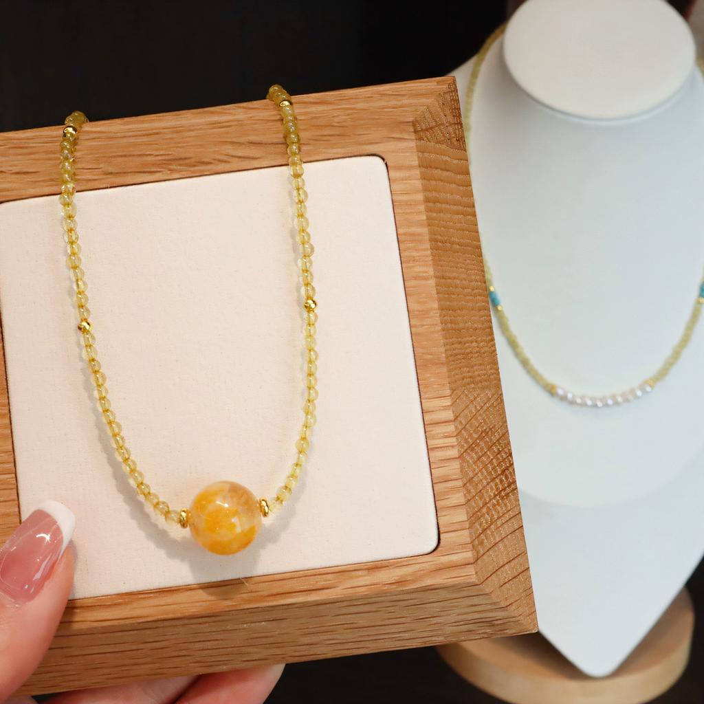 Ожерелья с энергией натуральных кристаллов - 4 стиля для богатства, любви, защиты - Желтый кристалл, Розовый кварц, Малахит, Тигровый глаз Подарок