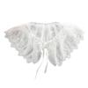 Royal Style Cotton Fake Collar Shawl Wrap Hollow Out Floral Lace Ruffled Trim Necklace Pointed  Lapel Blouse Dropshipping