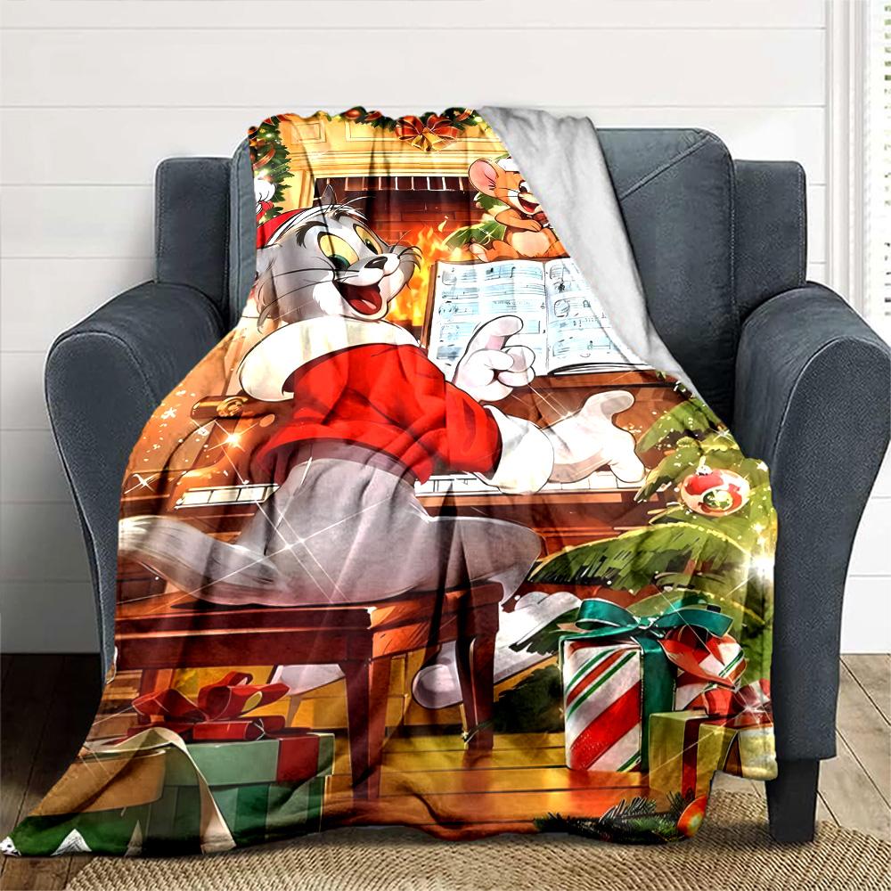 Tom Jerry Blanket Comfortable Perfect for Chair Seaside Bedding Four Seasons Universal Modern Style Ideal Gift For Birthday Valentine'S Day