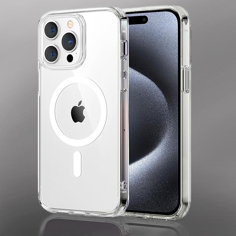 Magsafe Clear Phone Case for IPhone 15 Pro 13 11 12 14 Pro Max Plus 12 13 Mini Wireless Charging Shockproof Back Full Protection Cover