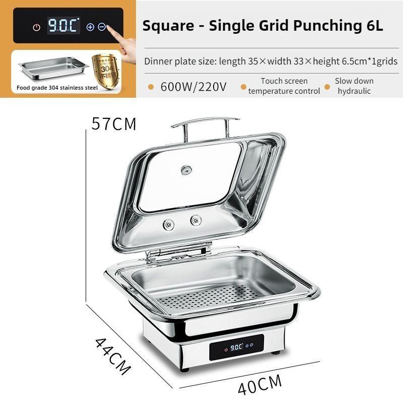Electric Chafing Dish Adjustable Temp Roll Top Food Warmer Temp Display Catering Buffet Stove Stainless Steel Buffet Servers
