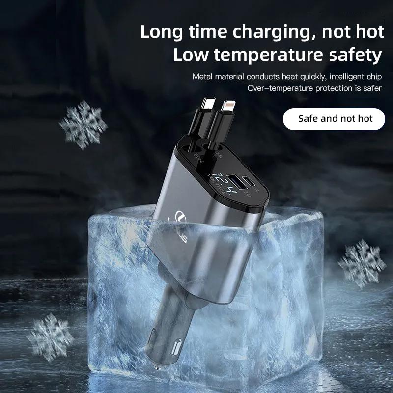 Retractable Car Charger, 4 in 1 Fast Charging Car Charger 120W For Lexus FSPORT LBX NX RX 350h 450h ES UX 300e GS GX IS LS LX