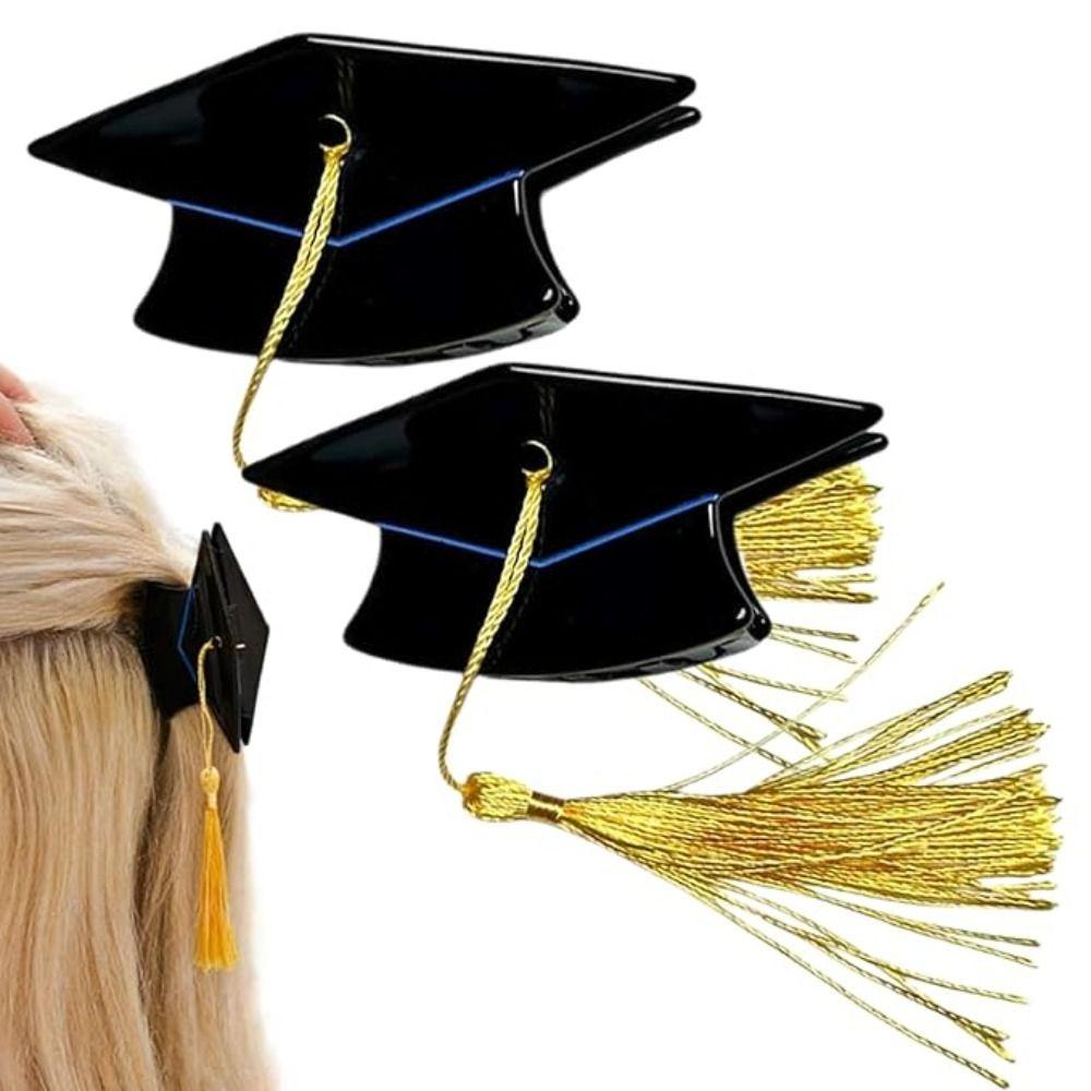 1/2Pcs Portable Doctoral Cap Hair Clip Decorative Headwear Tassel Hairpin  Ceremony Event