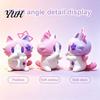 Miniature Home Office Decoration Cute 3D Printed Cat Figurine, Cartoon Desk Ornament with Playful Mouth Covering Decor Stars Design, Compact
