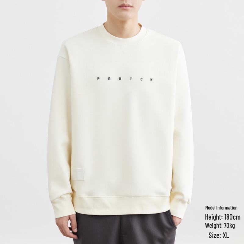 Men's Round Neck Anti-Wrinkle Letter Print Pullover Hoodie - 2025 Spring/Autumn, Slightly Loose Casual Fashion Top.