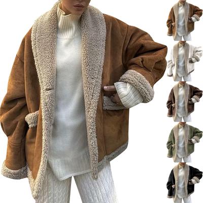 Женское модное ретро-пальто с лацканами и свободное пальто