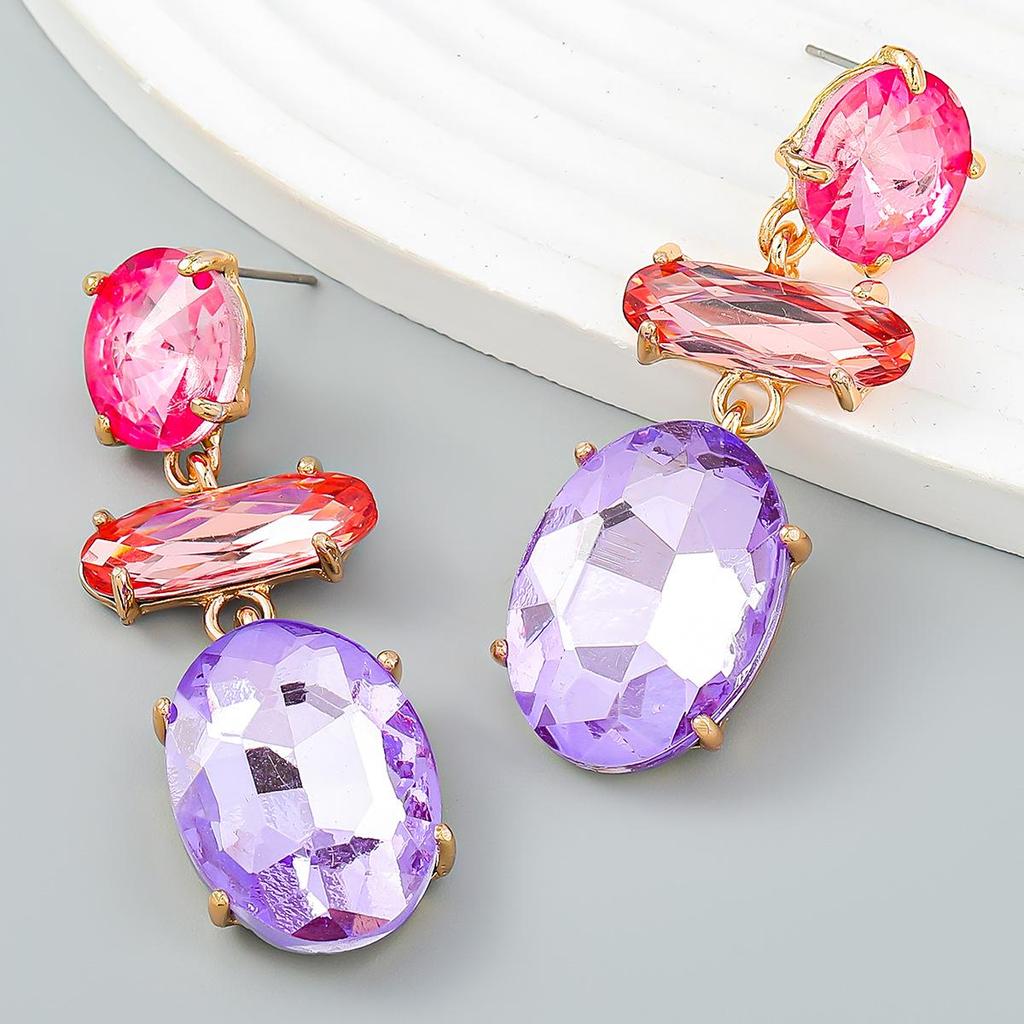 Женские многослойные геометрические серьги 2022 года с цветным сплавом и инкрустацией полными бриллиантами - Модный тренд для европейских и американских знаменитостей