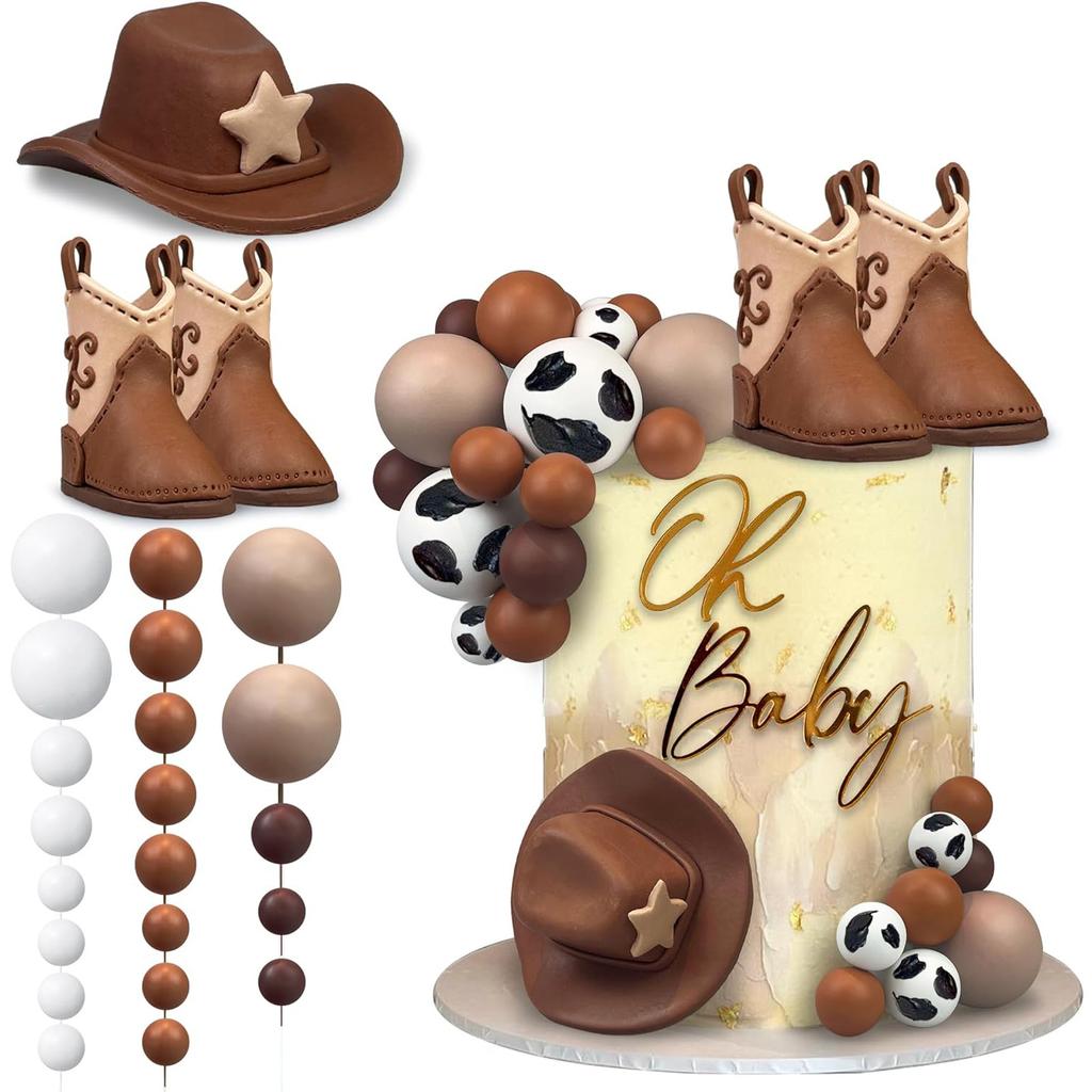 Cowboy Cake Decorations Cowboy Themed Party Decorations Cowboy Hat Boots Disco Ball Cake Topper for Western Birthday Party