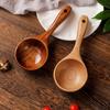 Japanese Style Wooden Soup Spoon Thickened Household Rice Scoop Curved Handle Multifunctional Small Water Scoop Kitchen Tools