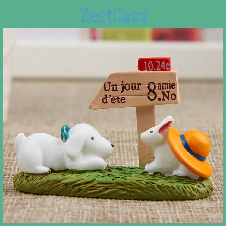 Resin Garden Cartoon Sign With Dog And Rabbit Design For Gifts Gardening