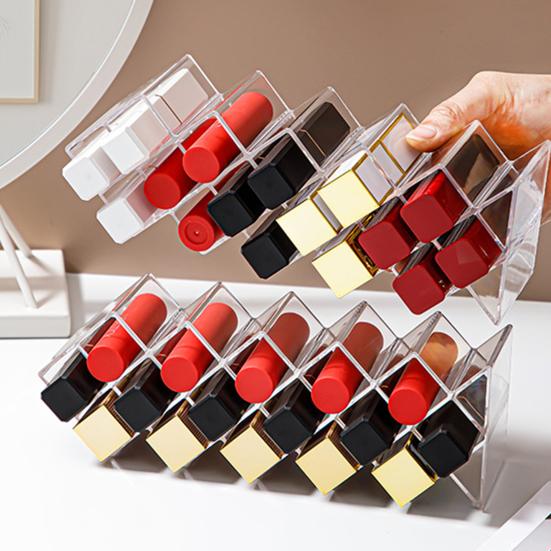 Складной органайзер для помад 16 или 28 отделений Держатель для помад Прозрачная акриловая башня для помад Стенд для хранения блесков для губ для туалетного столика