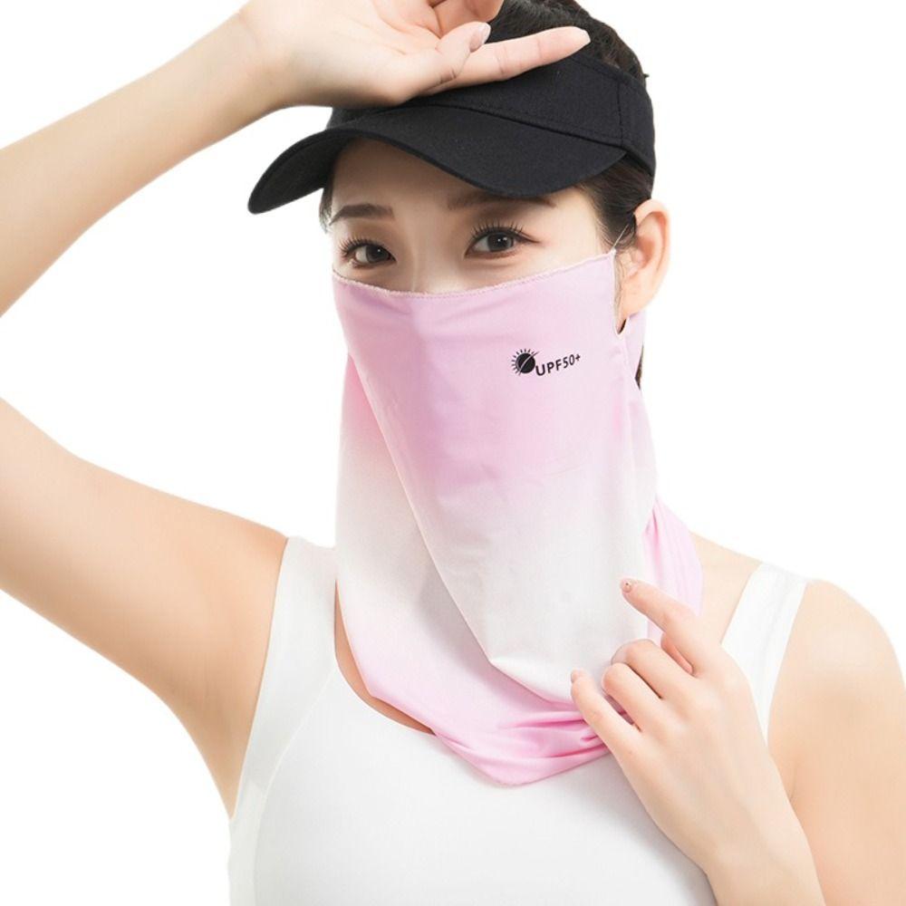 Letter Sunscreen Face Veil Breathable Neckline Face Cover Thin Summer Ice Silk Face Mask Hiking
