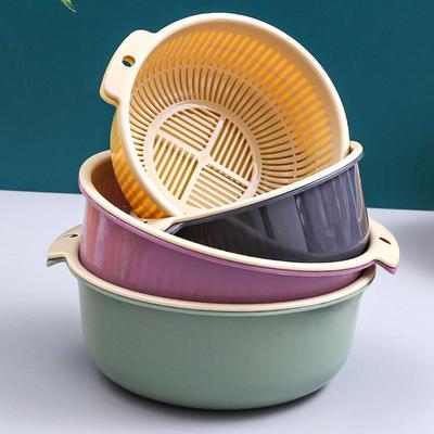 Двухслойная круглая пластиковая корзина для слива овощей и дуршлаг - Кухонная раковина для мытья