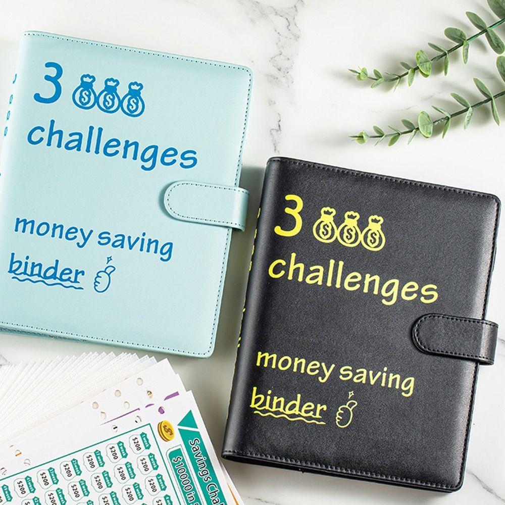 Colorful 100 Envelope Challenge Notebook PU Money Saving Binder Office Stationery Supplies