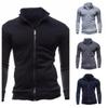 Men's Casual Sports Zipper Stand Collar Hoodie Coat Men's Solid Color Cardigan