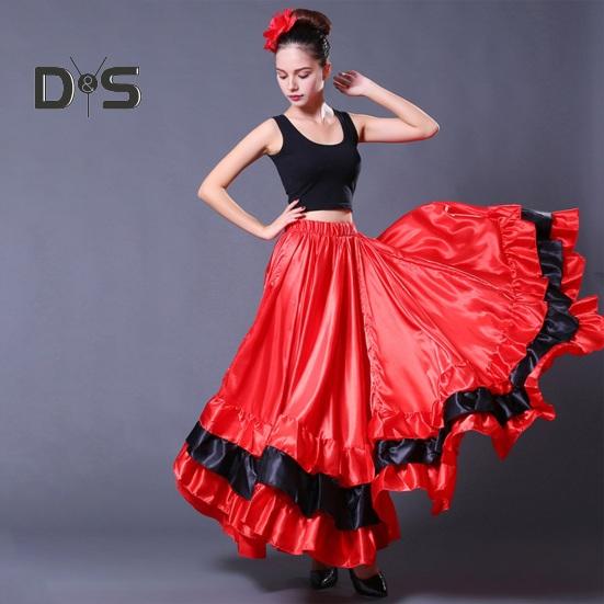 Женская макси-юбка с эластичной резинкой на талии, многослойная юбка-торт, красная, черная, 360-градусная негабаритная юбка, одежда для выступлений на сцене