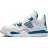 Детские кроссовки Air 4 Retro PS Military Blue 2024 Бело-белые Нейтрально-серые BQ7669-141