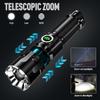 Powerful LED Flashlight Zoom Rechargeable Flashlights Super Bright Camping Torch Waterproof Flashlight 3 Modes with Battery