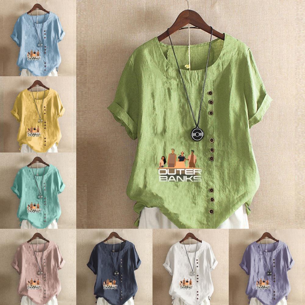Women's Fashion Family Prined Round Neck Short Sleeve T-shirt Casual Cotton Linen Graphic Shirt Leisure Loose Summer Blouse Tops