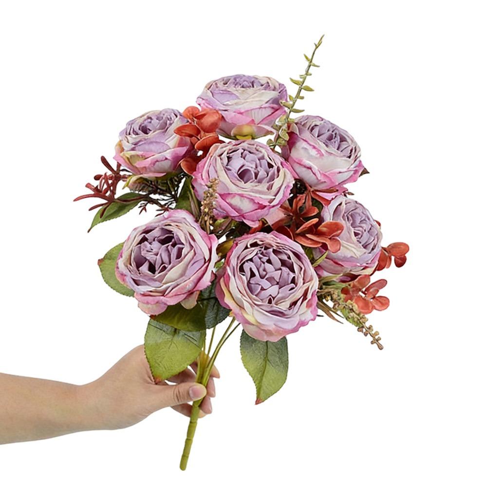 7 Heads Simulation Flower Rose Silk Petals Faux Flower Rose Artificial Flowers Home Decoration