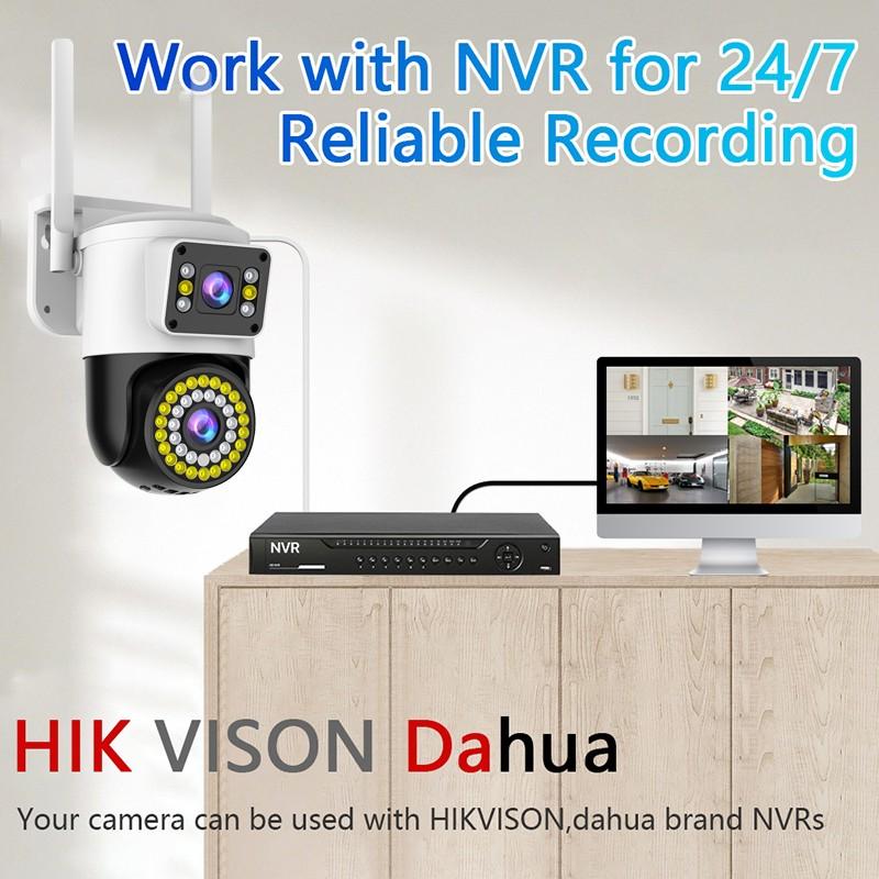 4MP 2K  IP WiFi Security Camera PTZ Dual Lens / Screen CCTV Outdoor Waterproof WiFi Surveillance Cameras Smart Home Security Camera