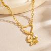 Gold Flower Pendant Necklace Heart Shaped Clasp Link Chain Necklace for Women Fashion Jewelry