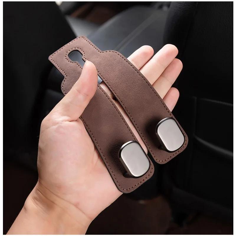Hidden Car Seat Back Hook Suede Leather Soft Hanging Hook 20kg Load-Bearing Wear-Resistant Rear Row Hanger